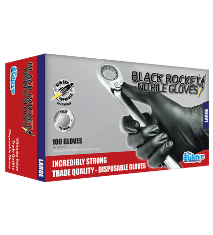 Black Rocket® Nitrile Disposable Gloves box of 100