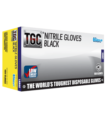 TGC Black Nitrile Disposable Gloves box of 100